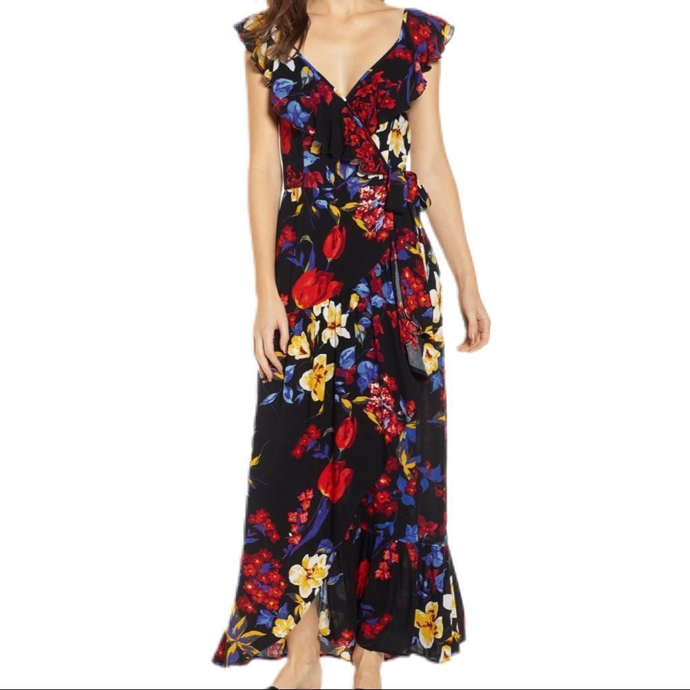 Band of Gypsies Floral Wrap Maxi Dress. Size L. Great Condition!!